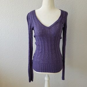 PURPLE AMERICAN EAGLE KNIT LONG SLEEVE SHIRT